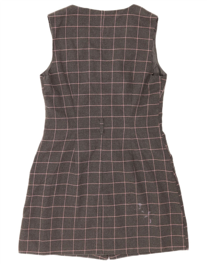Oasis Womens Sleeveless Sheath Dress UK 14 Medium Grey Check Polyester