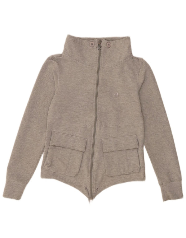 Adidas Womens Tracksuit Top Jacket UK 10 Small Grey Cotton