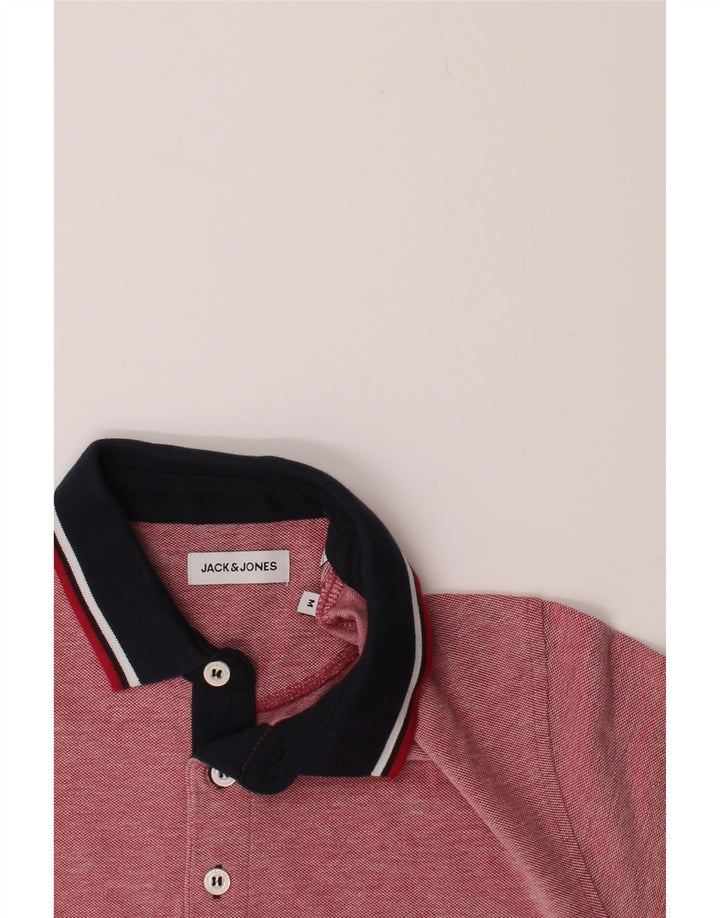 JACK & JONES Mens Polo Shirt Medium Red Flecked Cotton Vintage Jack & Jones and Second-Hand Jack & Jones from Messina Hembry 