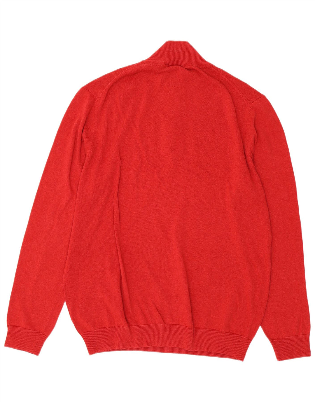 CREW CLOTHING Mens Zip Neck Jumper Sweater 2XL Red Cotton