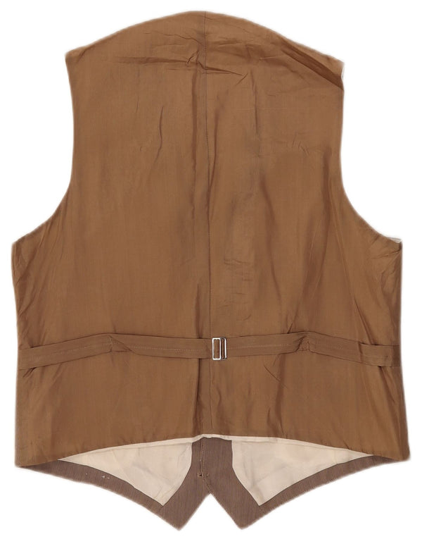 Vintage Mens Waistcoat IT 52 Large Brown Pinstripe
