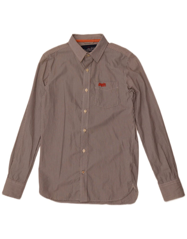 Superdry Mens Shirt Medium Grey Pinstripe Cotton