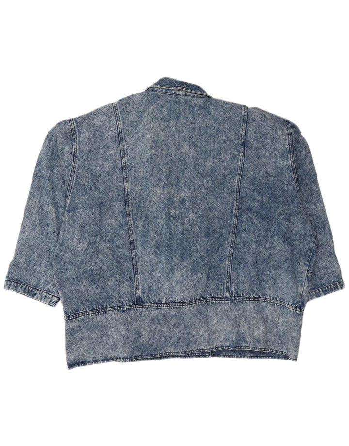 VINTAGE Womens Oversized Double Breasted Denim Jacket EU 54 5XL Blue