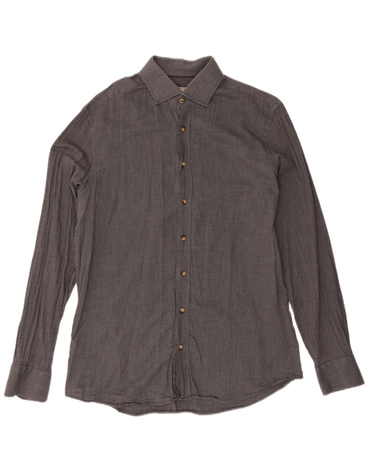 Hackett Mens Slim Fit Shirt Large Grey Cotton