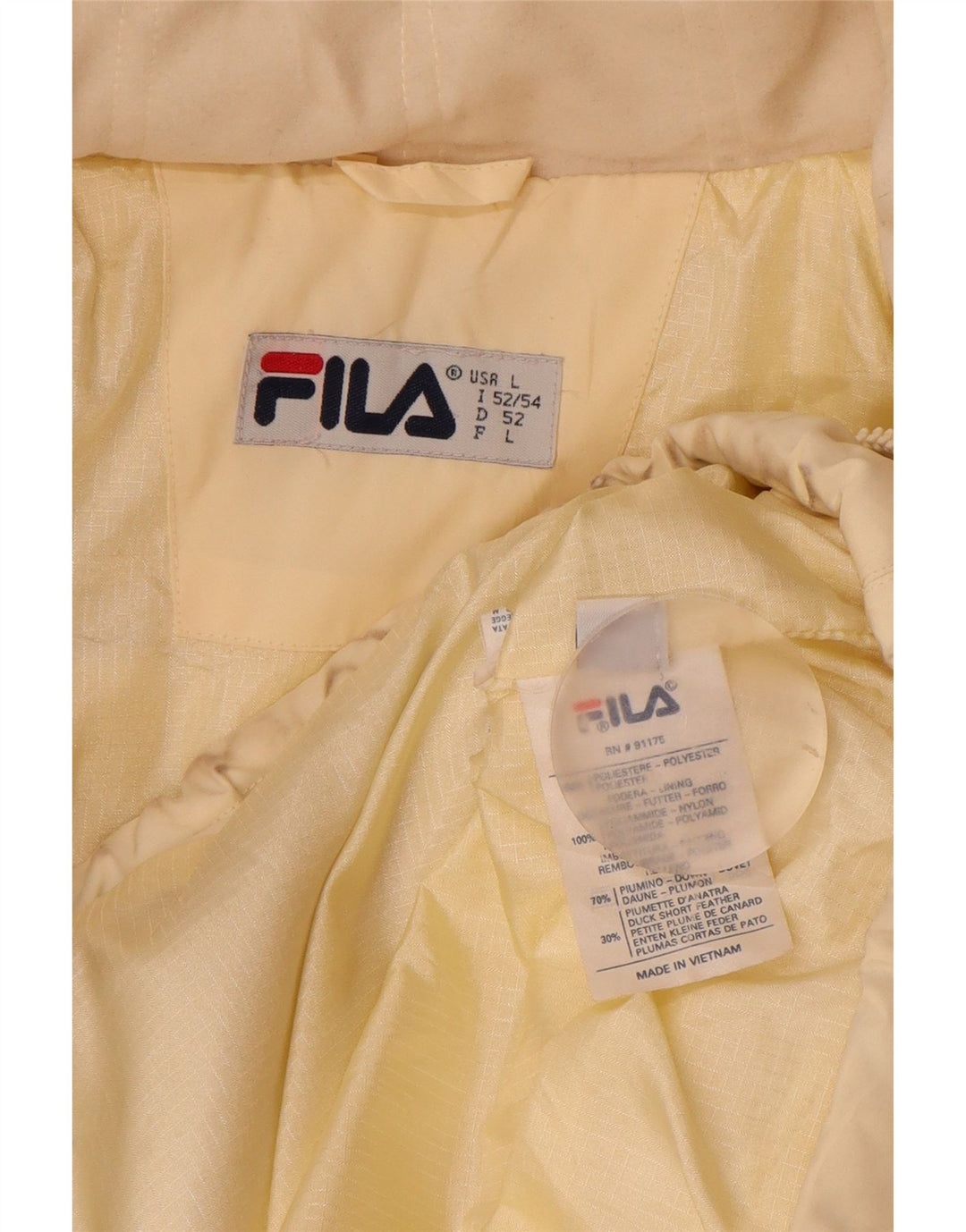 Fila Mens Padded Jacket IT 52/54 Large Off White Polyester