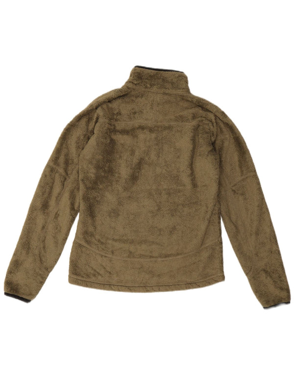 Jack Wolfskin Womens Zip Neck Fleece Jumper UK 10 Small Khaki Polyester