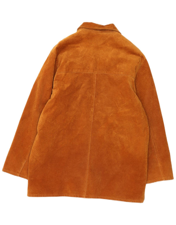 Vintage Womens Suede Jacket IT 48 XL Beige Leather