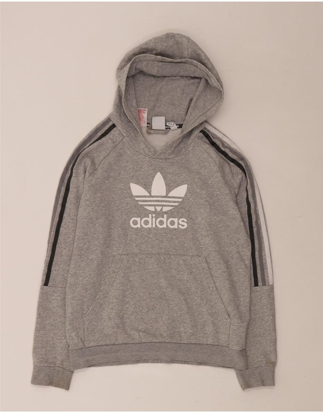 ADIDAS Boys Graphic Hoodie Jumper 13-14 Years Grey Flecked Cotton