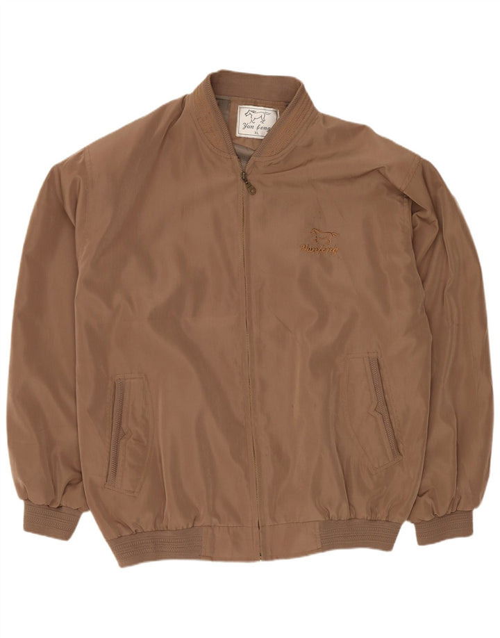 Vintage Mens Bomber Jacket UK 42 XL Brown Polyester