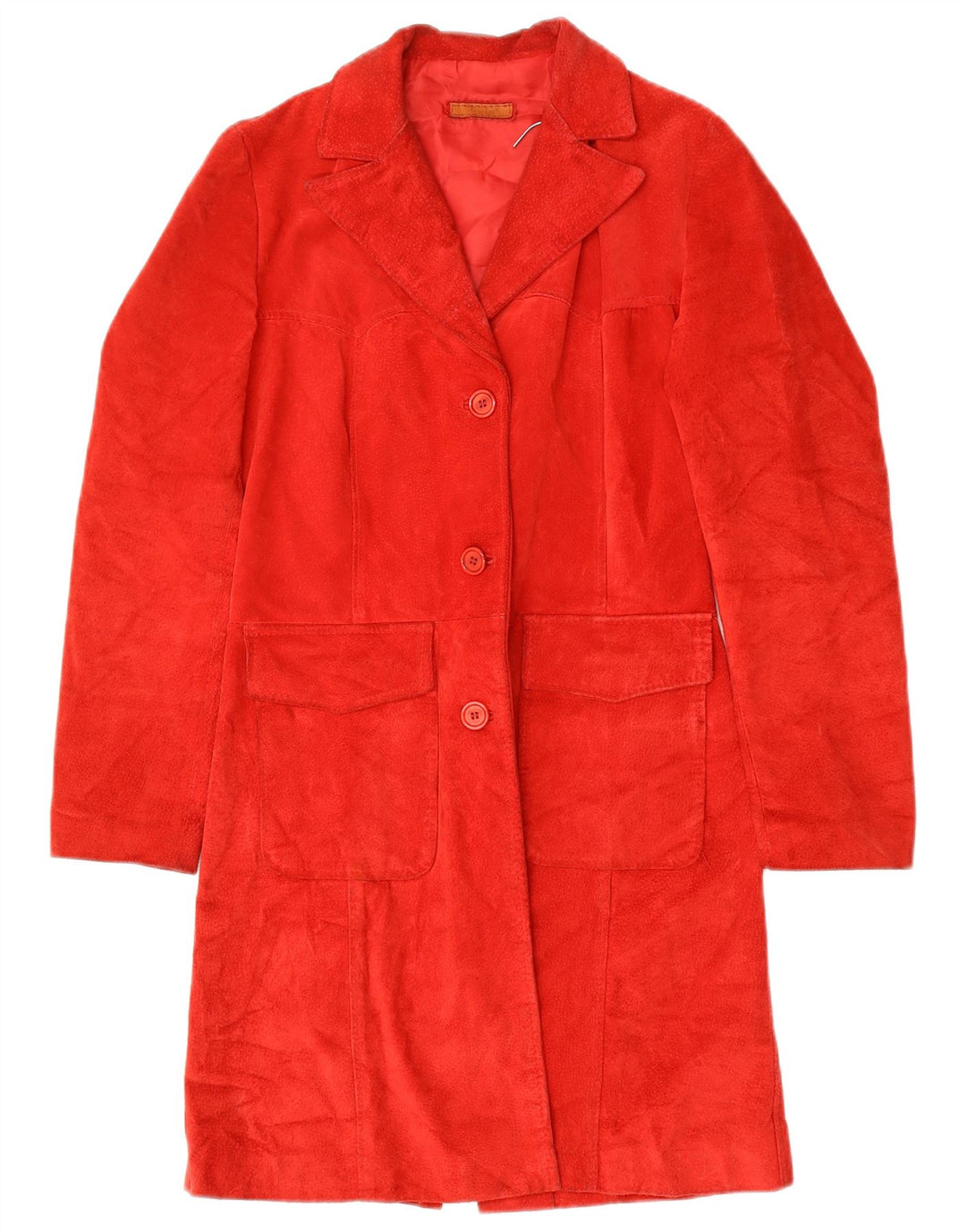 VINTAGE Womens Suede Overcoat UK 10 Small Red