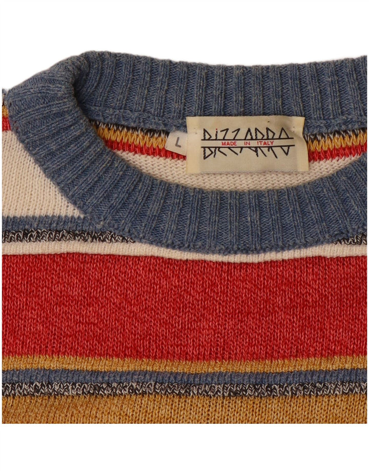 Bizzarro Mens Crew Neck Jumper Sweater Large Multicoloured Striped