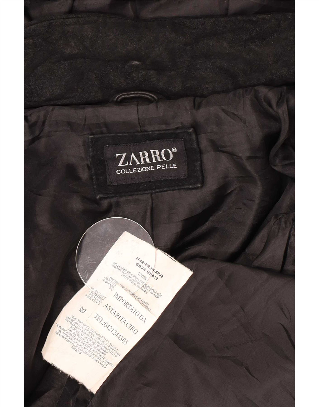 Zarro Womens Hooded Leather Jacket IT 42 Medium Black