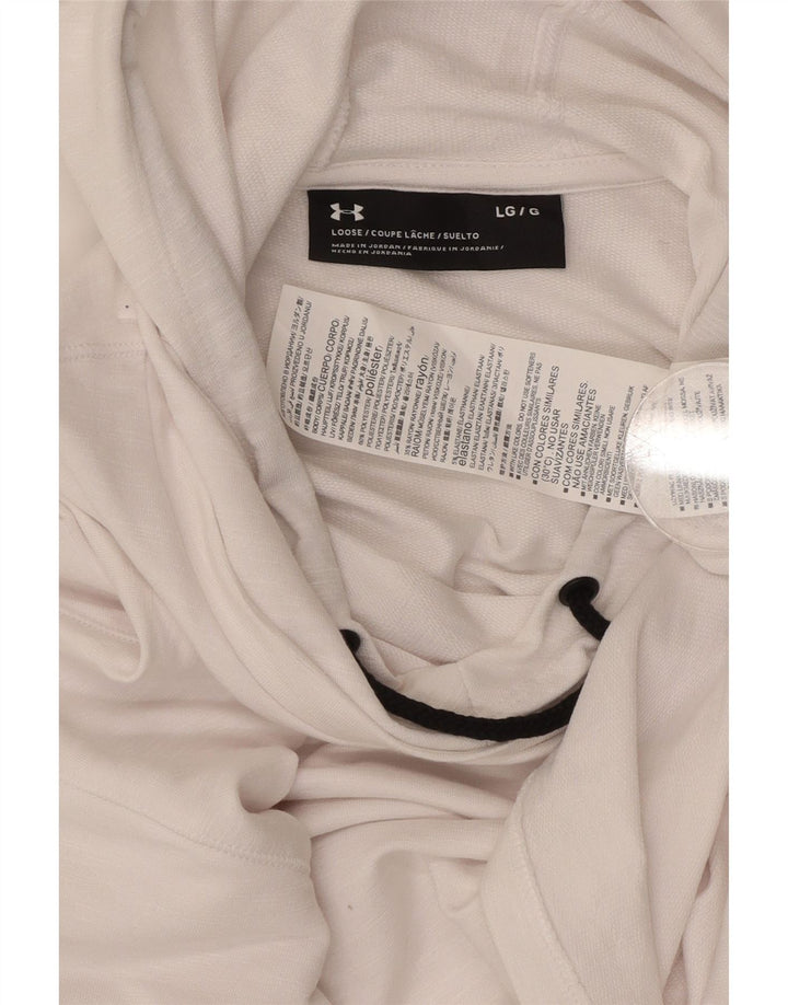 UNDER ARMOUR Womens Hoodie Jumper UK 16 Large White Polyester