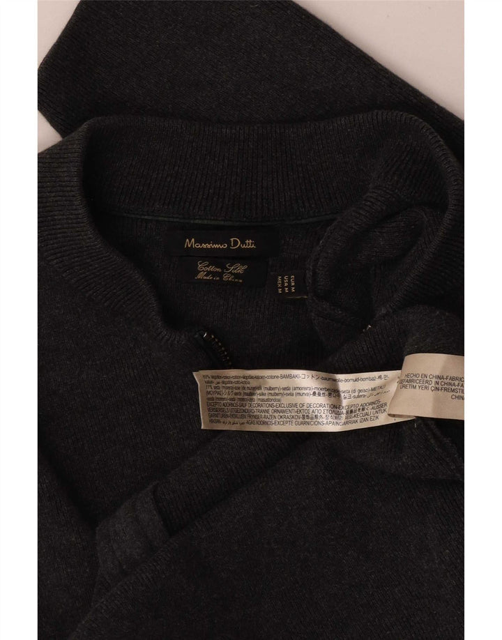 Massimo Dutti Mens Cardigan Sweater Medium Grey Cotton
