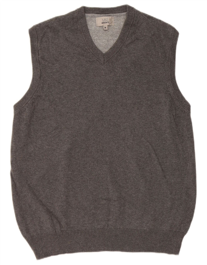 Marks & Spencer Mens Regular Fit Vest Tank Top Medium Grey Cotton