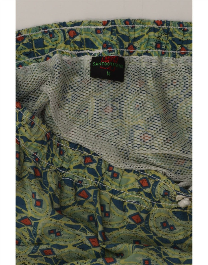 SANTO STEFANO Mens Swimming Shorts Medium  Green Geometric Polyamide