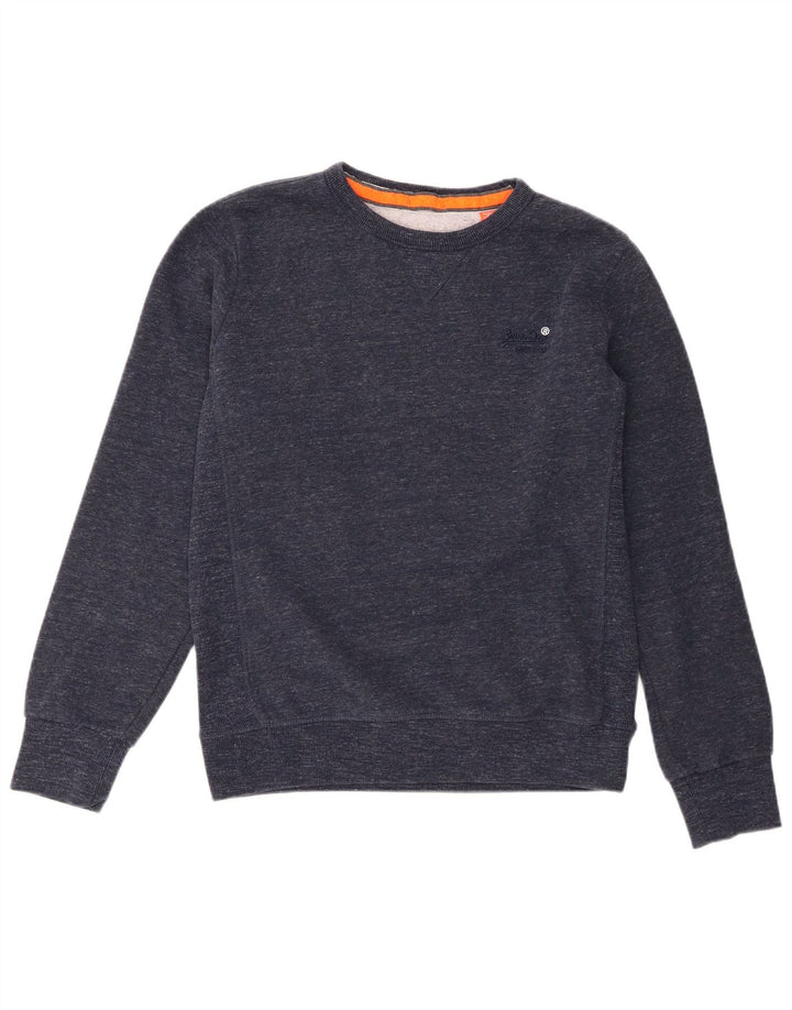 Superdry Mens Sweatshirt Jumper Large Navy Blue Flecked Cotton
