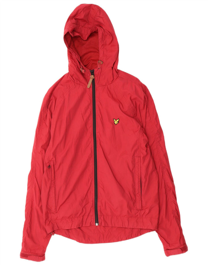 Lyle & Scott Mens Vintage Hooded Rain Jacket UK 38 Medium Red Polyamide