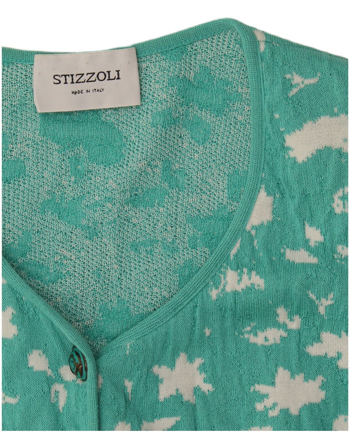 STIZZOLI Womens Abstract Pattern Cardigan Sweater UK 16 Large Green