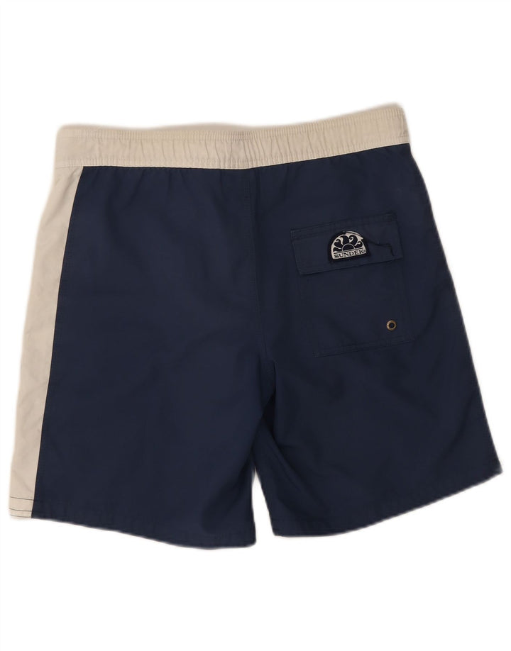 Sundek Mens Graphic Swimming Shorts Small  Navy Blue Colourblock Polyester