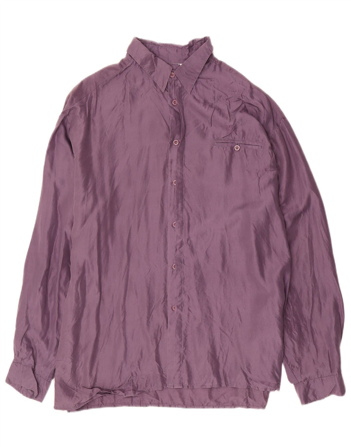 Vintage Mens Shirt Size 43/44 Large Purple Silk