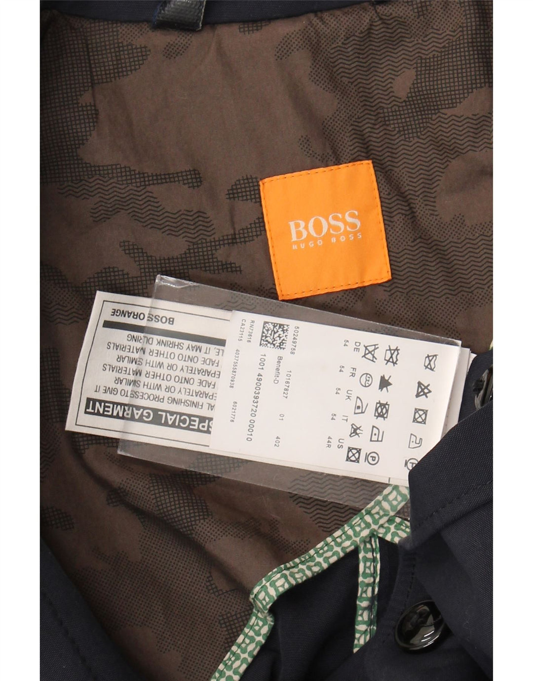 Hugo Boss Mens 2 Button Blazer Jacket EU 54 2XL Navy Blue Cotton