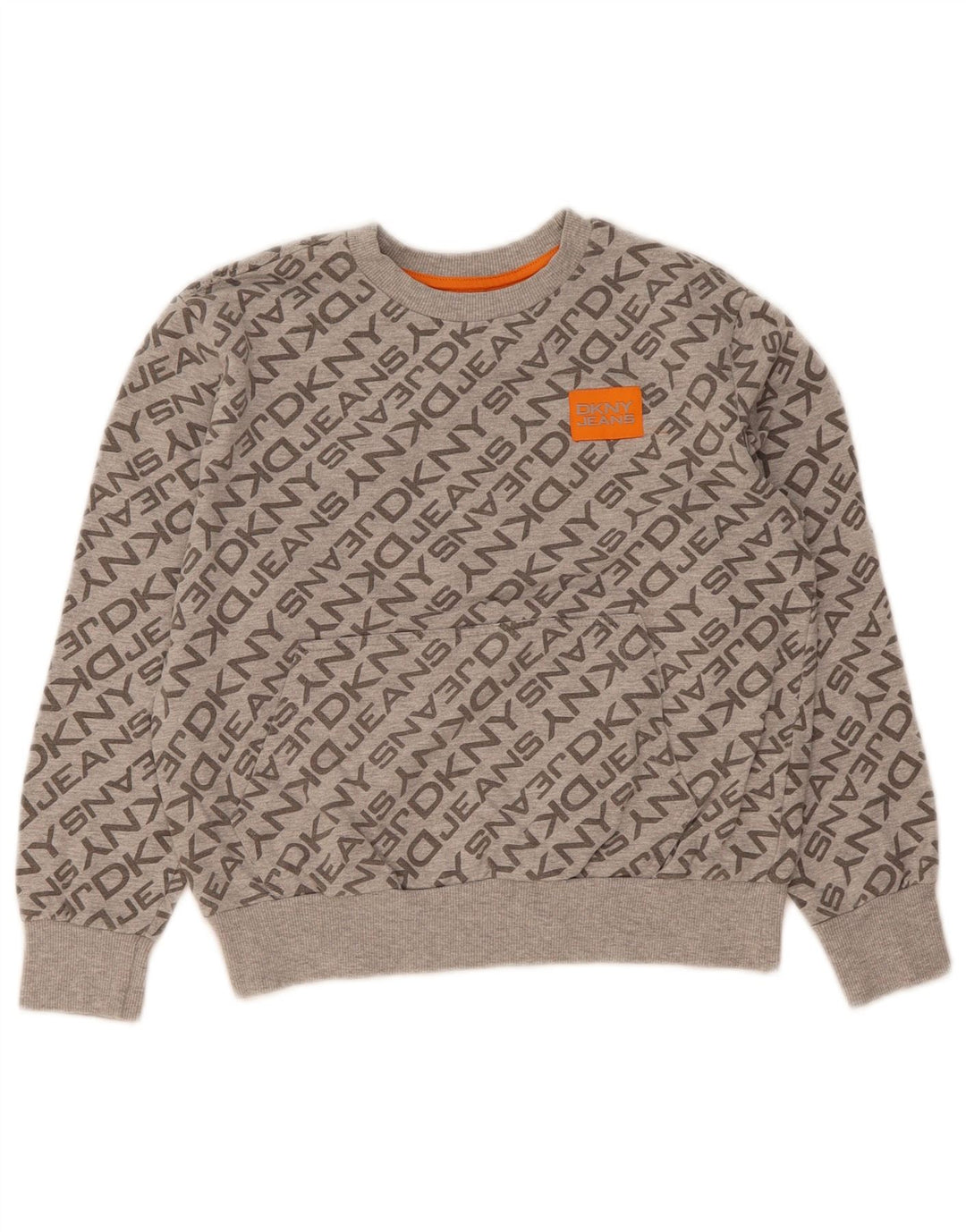 DKNY Boys Graphic Sweatshirt Jumper 7-8 Years Grey Cotton