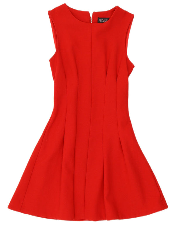 TOPSHOP Womens Sleeveless A-Line Dress UK 6 XS Red Polyester