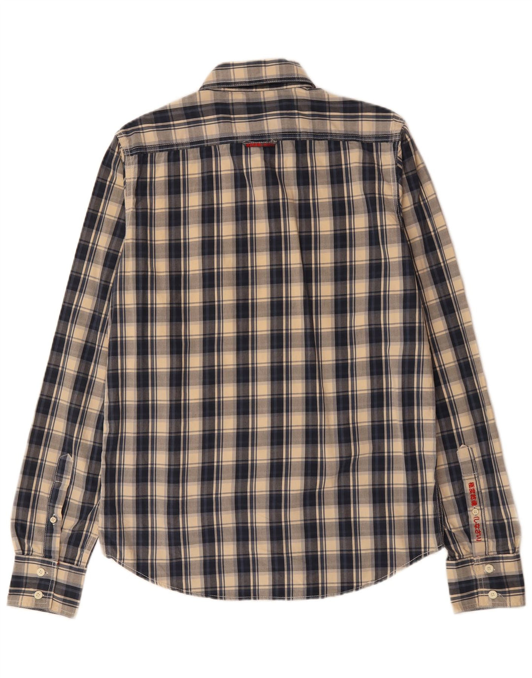 SUPERDRY Mens Shirt Large Navy Blue Check Cotton