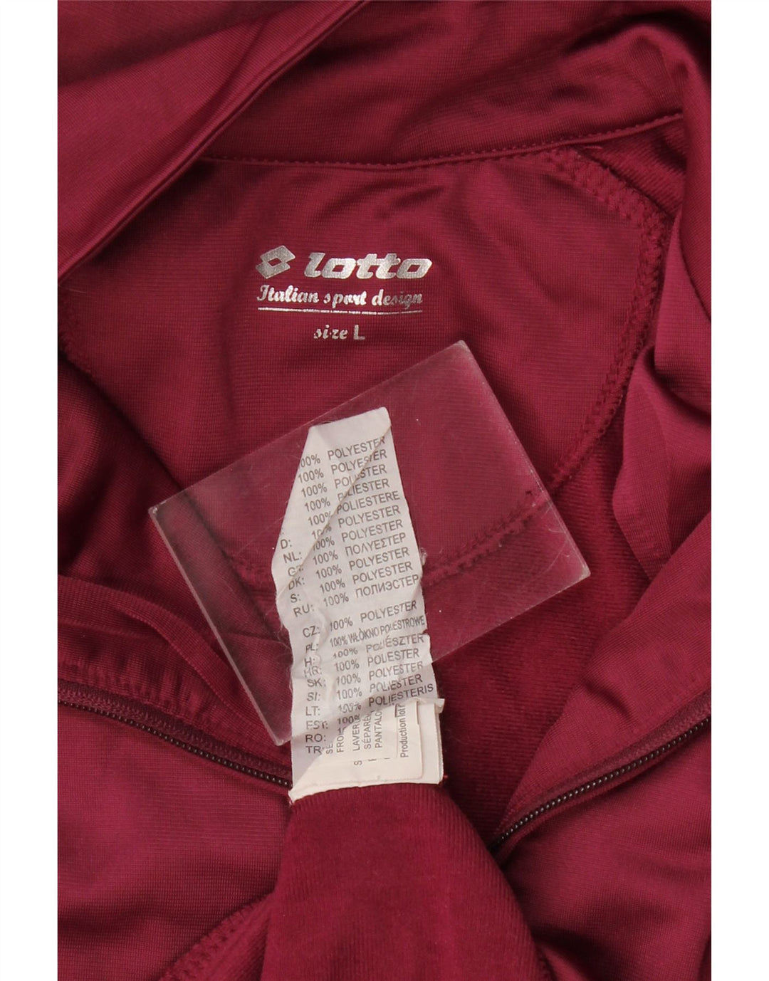 LOTTO Womens Tracksuit Top Jacket UK 16 Large Burgundy Polyester