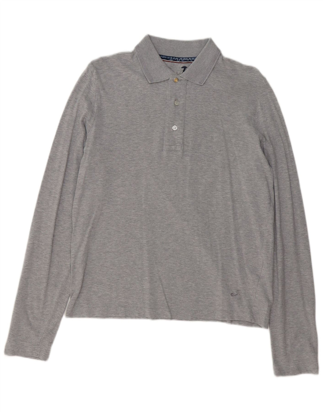 JACOB COHEN Mens Long Sleeve Polo Shirt Medium Grey Flecked Cotton