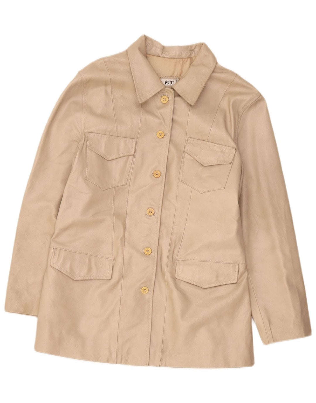 Vintage Womens Leather Jacket IT 46 Large Beige