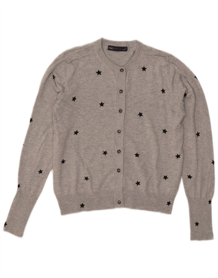 Marks & Spencer Womens Crop Cardigan Sweater UK 10 Small Grey