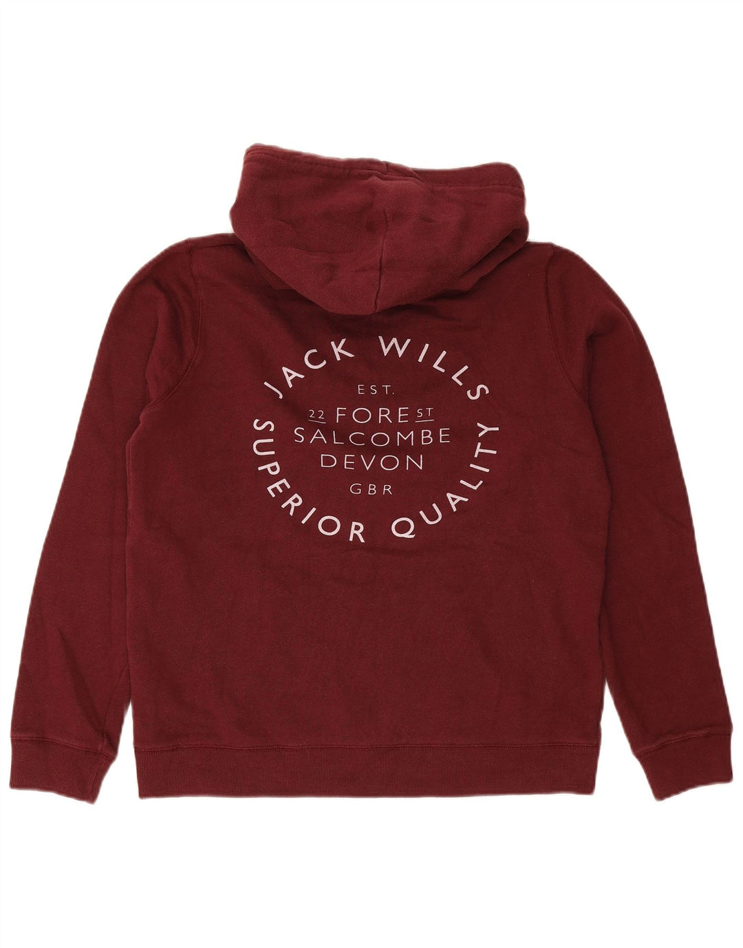 JACK WILLS Womens Graphic Hoodie Jumper UK 12 Medium Burgundy Cotton