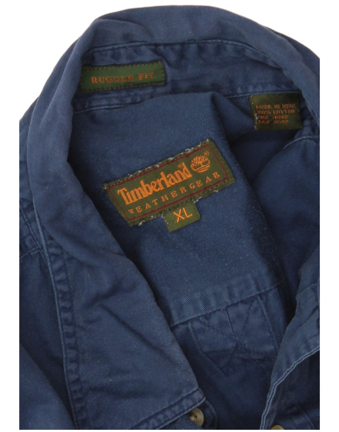 Timberland Mens Rugged Fit Shirt XL Navy Blue Cotton