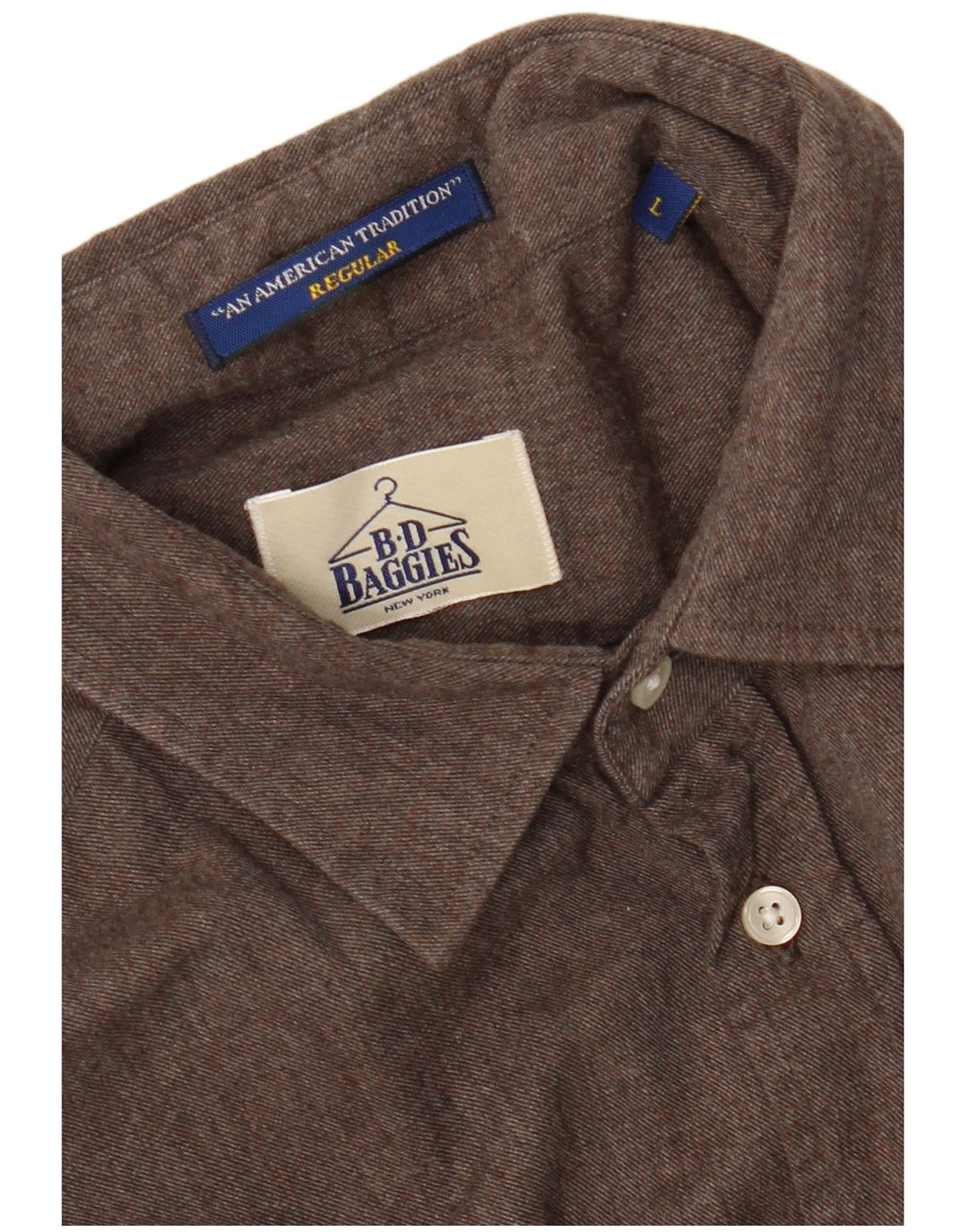 B.D. BAGGIES Mens Regular Fit Flannel Shirt Large Brown