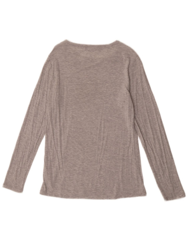 Marks & Spencer Womens Top Long Sleeve UK 14 Medium Grey Modal