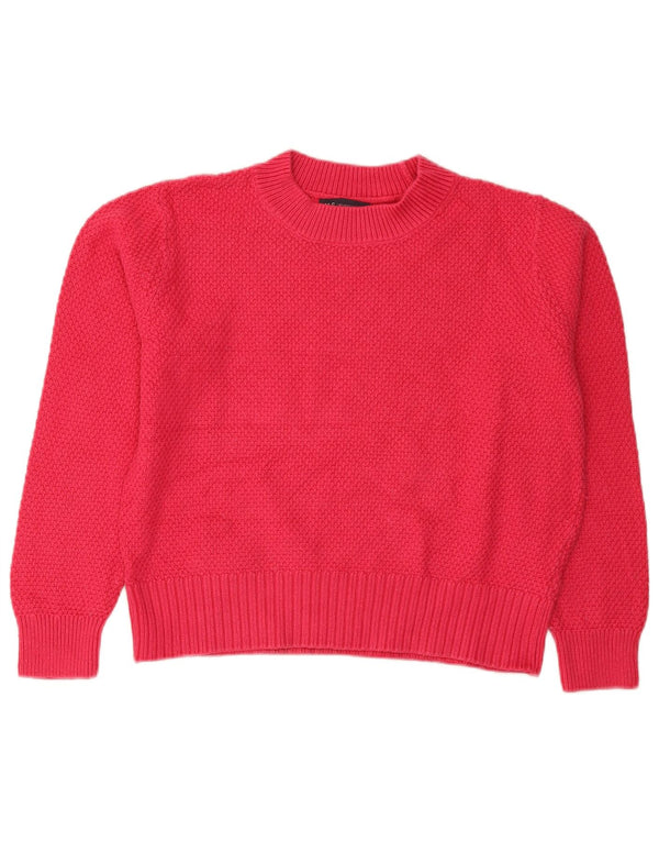 Marks & Spencer Womens Crop Turtle Neck Jumper Sweater UK 14 Large Pink