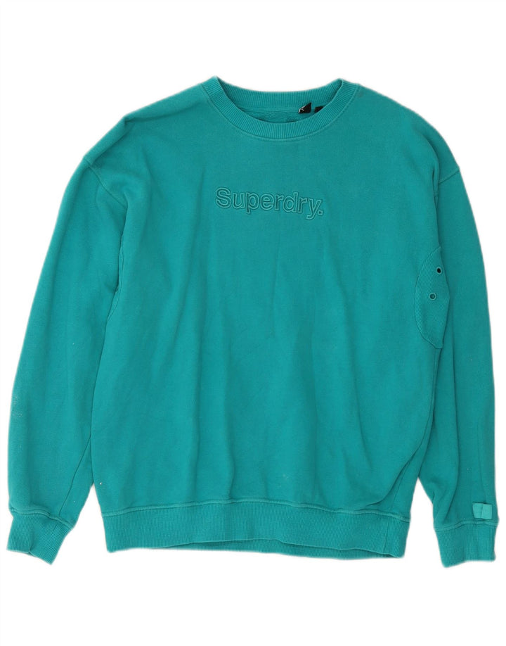 SUPERDRY Mens Graphic Sweatshirt Jumper Small Turquoise Cotton