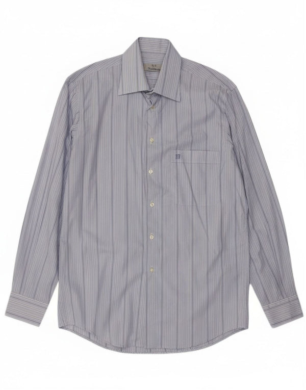 Renato Balestra Mens Shirt Size 39 15 1/2 Medium Blue Striped Cotton