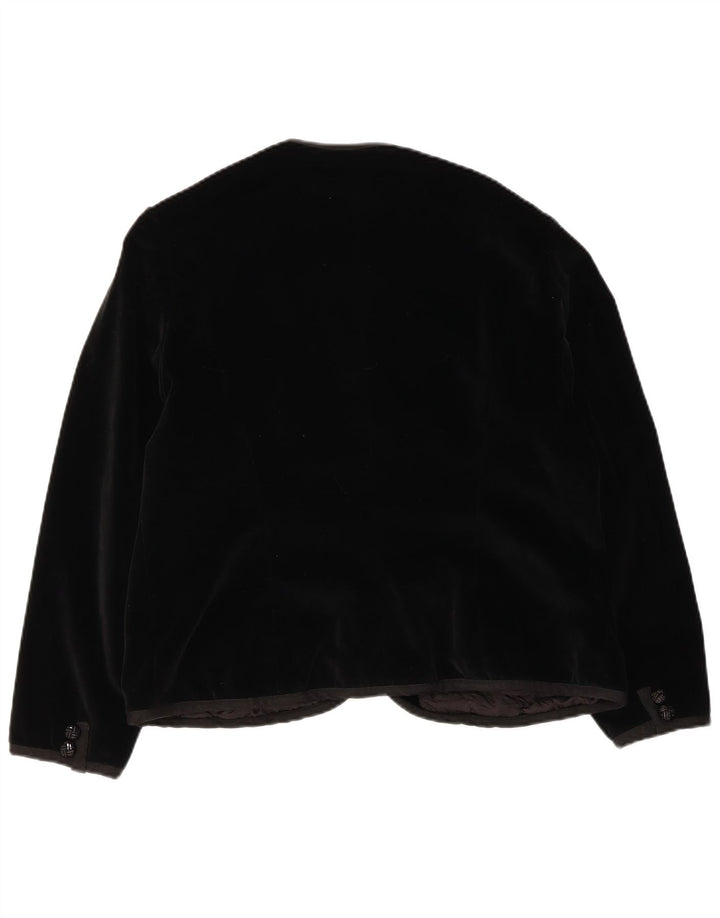 Vintage Womens 5 Button Velvet Blazer Jacket UK 14 Medium Black