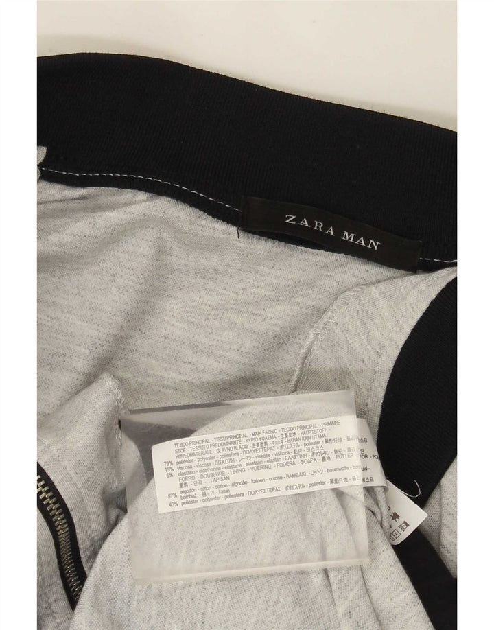 Zara Mens Tracksuit Top Jacket Small Grey Flecked Polyester