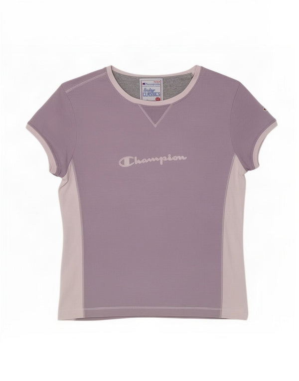 Champion Womens Heritage Classics Graphic T-Shirt Top UK 12 Medium Purple