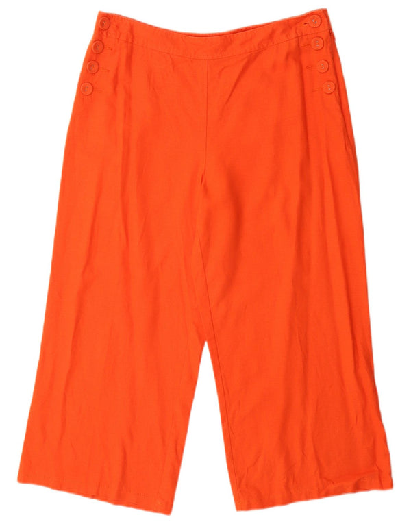 Marks & Spencer Womens Capri Trousers UK 12 Medium W30 L23 Orange Linen