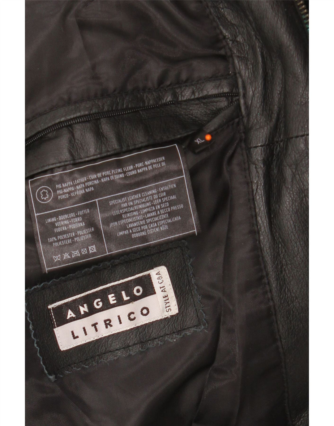 ANGELO LITRICO Mens Leather Jacket UK 42 XL Black Leather