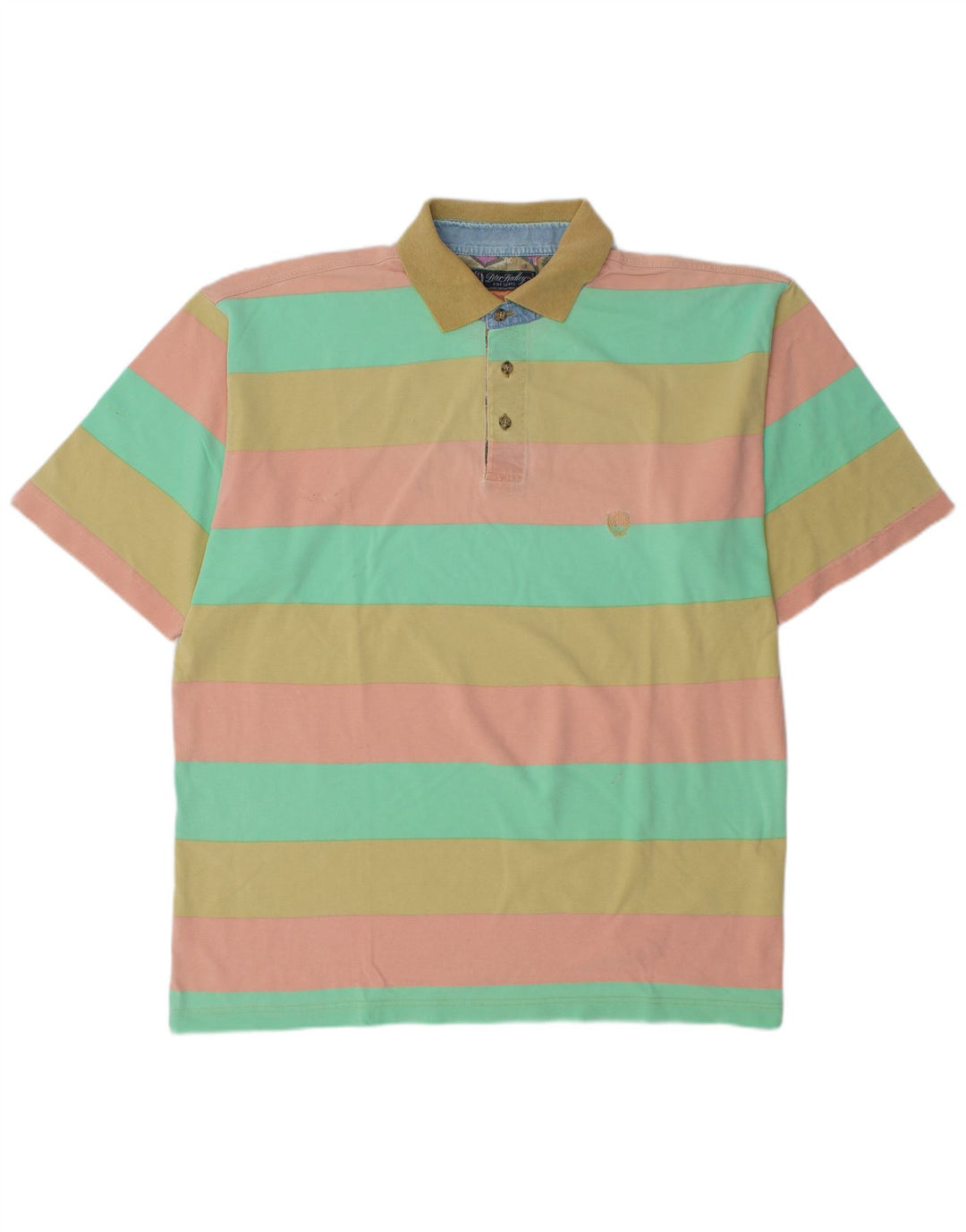 PETER HADLEY Mens Polo Shirt XL Multicoloured Striped Cotton