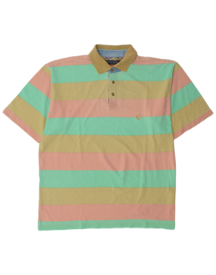 PETER HADLEY Mens Polo Shirt XL Multicoloured Striped Cotton