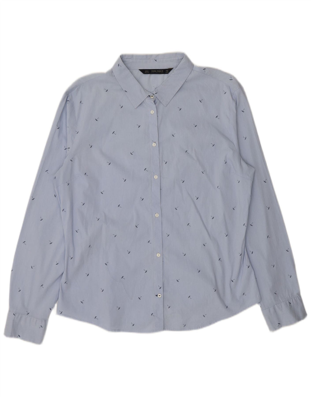 Zara Womens Abstract Pattern Shirt UK 18 XL Blue