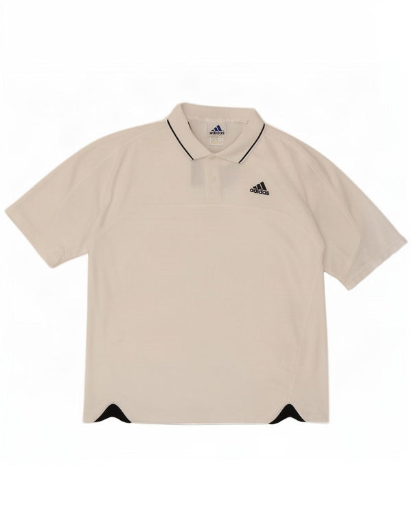 Adidas Mens Polo Shirt UK 44/46 Large White Polyester