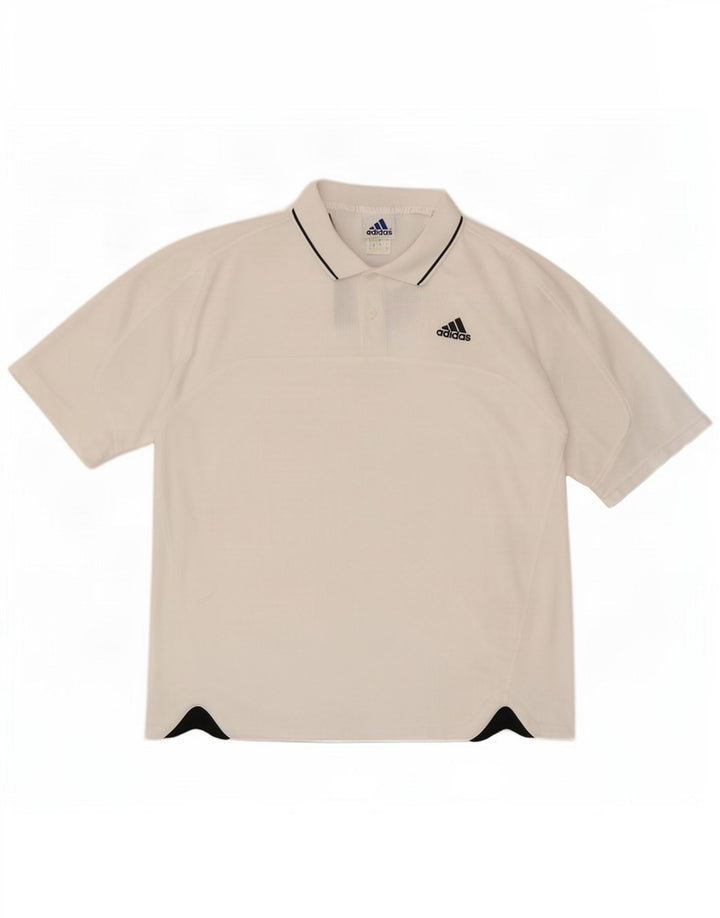 Adidas Mens Polo Shirt UK 44/46 Large White Polyester